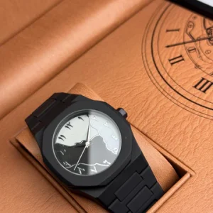 Black Arabic Aura Acrylic Dial Fiber Material